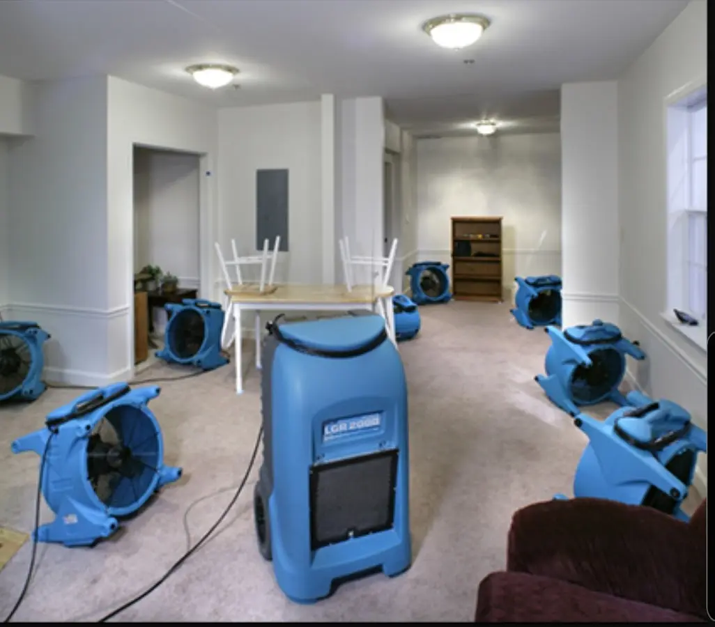 Air movers and dehumidifier setup for Water Extraction & Removal in Lawrenceville