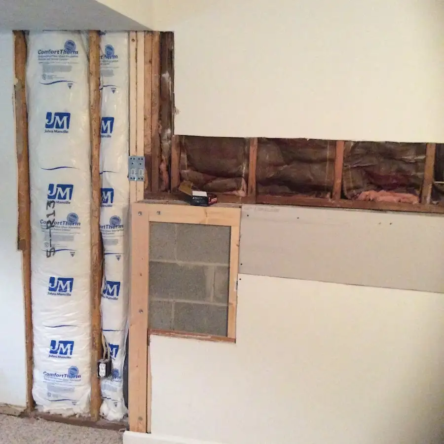 Wall insulation replacement during Basement Flood Cleanup in Lawrenceville